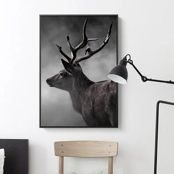 Deer Poster Black and White Elk Wall Art