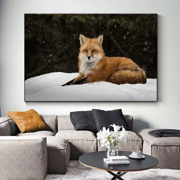 Snow Fox Poster Canvas Painting Wall Art