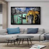 Leopard Hanging in Venice Landscape Poster