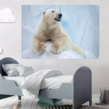 Cute Polar Bear on Snow Wall Art Canvas