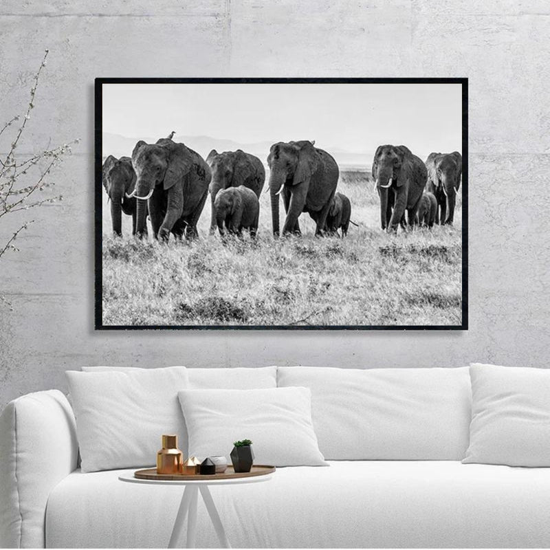 Elephant Group Canvas Painting