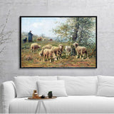 Sheep Group Landscape Painting Wall Art