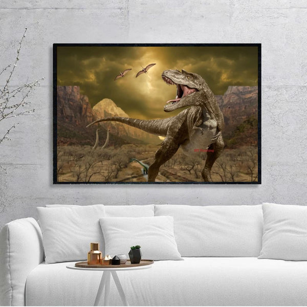 Jurassic World Dinosaur Sunset Poster Canvas