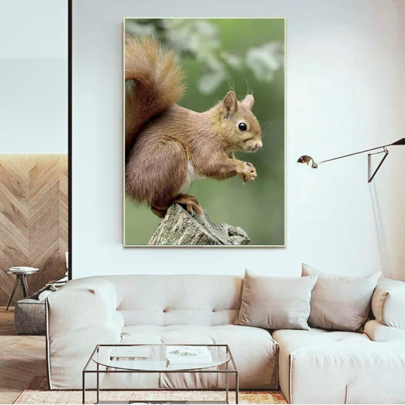 Squirrel Seating on Stone Wall Art