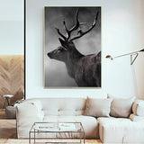Black and White Forest Deer Poster