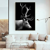Black and White Forest Deer Wall Art