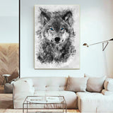 Black White Forest Wolf Head Wall Art