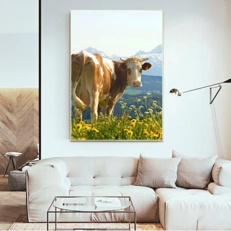 Cow In Sunflower Garden Diamond Painting Wall Poster