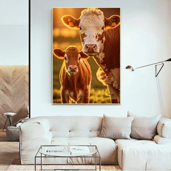 Baby Cow with Her Mother Wall Poster