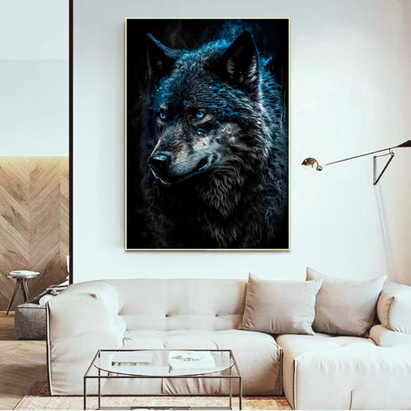 Forest Black Wolf Portrait Poster