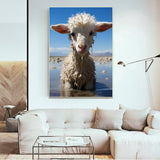 Swimming Sheep Wall Art Canvas