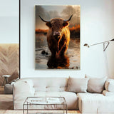 Swimming Scottish Highland Cow Portrait