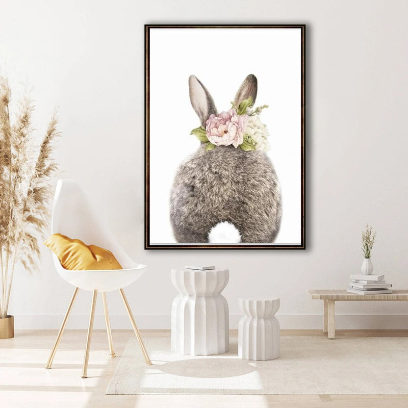 Cute Bunny Rabbit Canvas Printings Nordic Woodland Wall Art