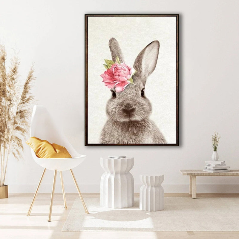Rabbit with Flower Canvas Printing