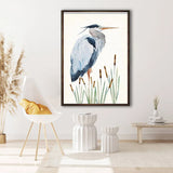 Watercolor Heron Kid Bird Nautical Art Poster Canvas