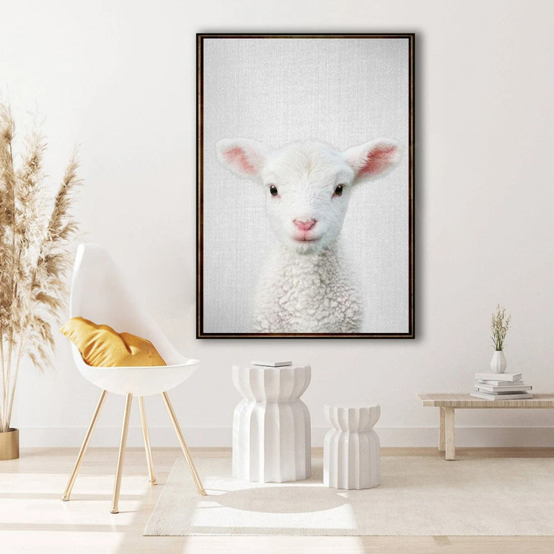 Realistic Cute Baby Sheep Prints Poster