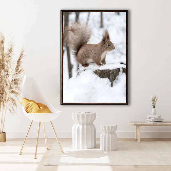 Snow Squirrel Wall Art Poster