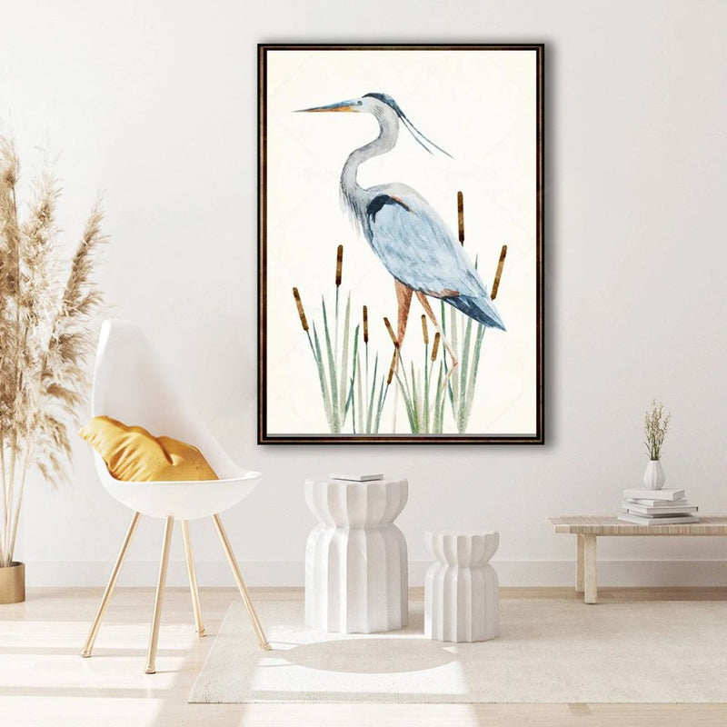 Heron Kid Bird Art Poster Canvas