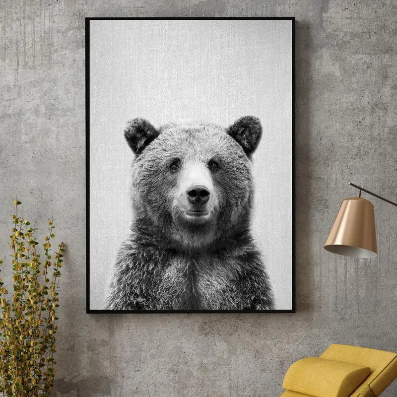 Black White Grizzly Bear Poster