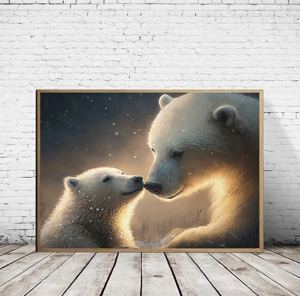 Sunset Polar Bear Family Wall Art