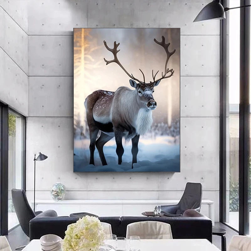 Wildlife Deer Forest Canvas Painting