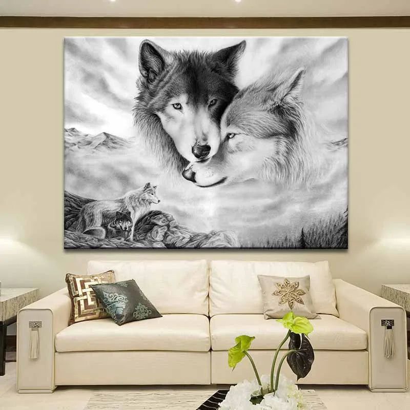 Black White Wolf Wall Art