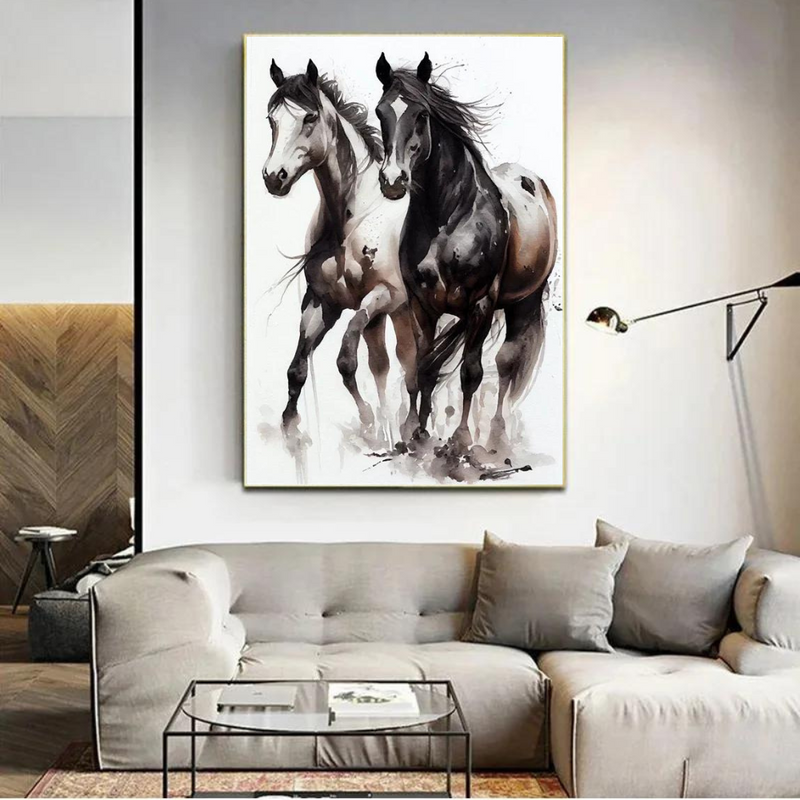 Racing Horse Watercolor Canvas Oil Painting